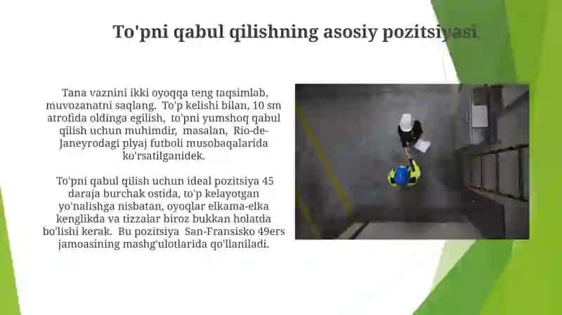 Futbol to'pini qabul qlishning texnikasini egallash 3