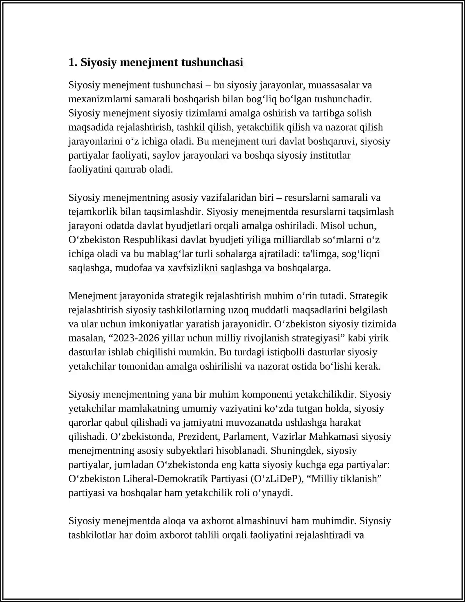 SIYOSIY MENEJMENTNINGKOʻRINISHLARI 3
