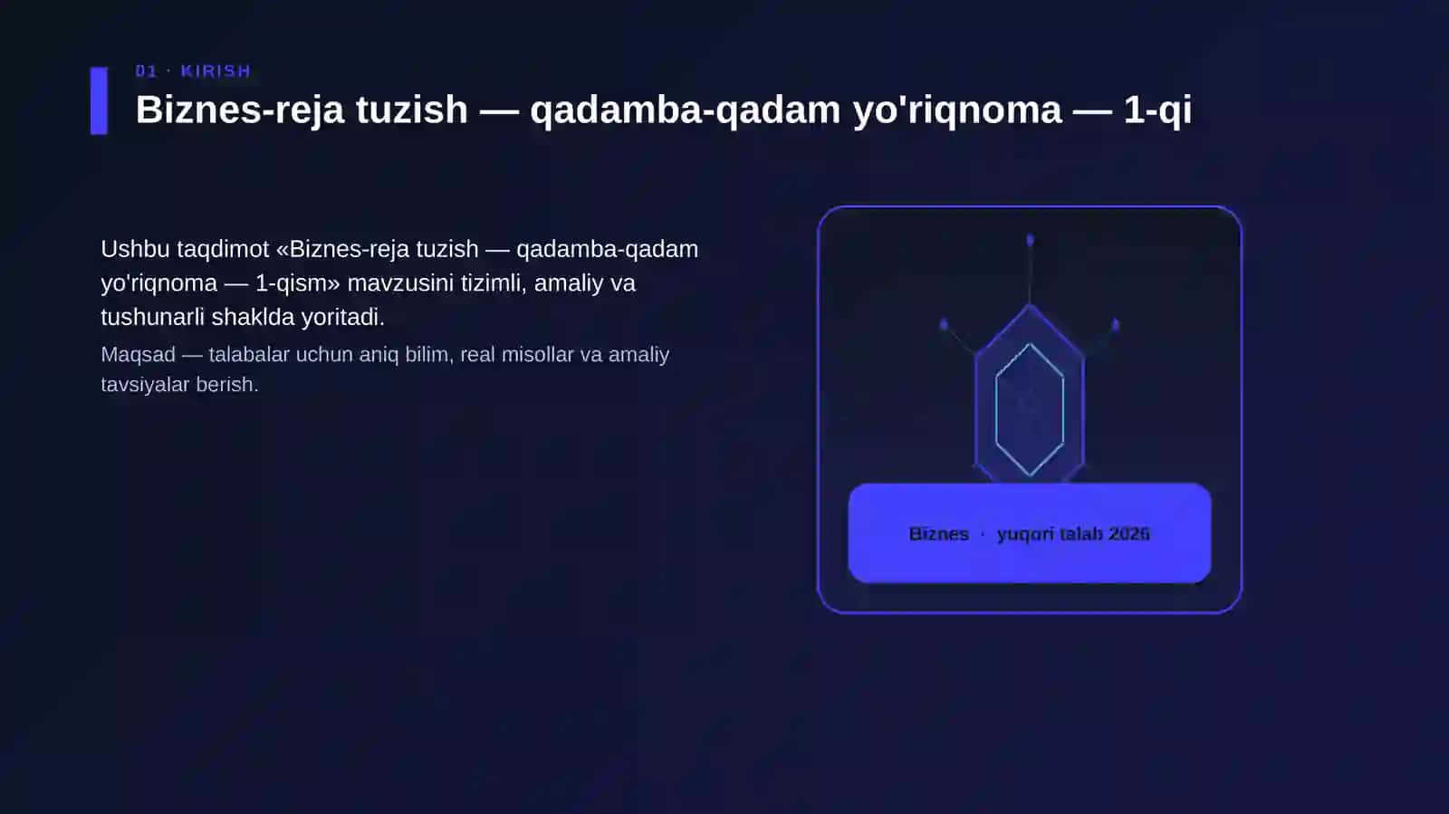 Biznes-reja tuzish — qadamba-qadam yo'riqnoma — 1-qism 3