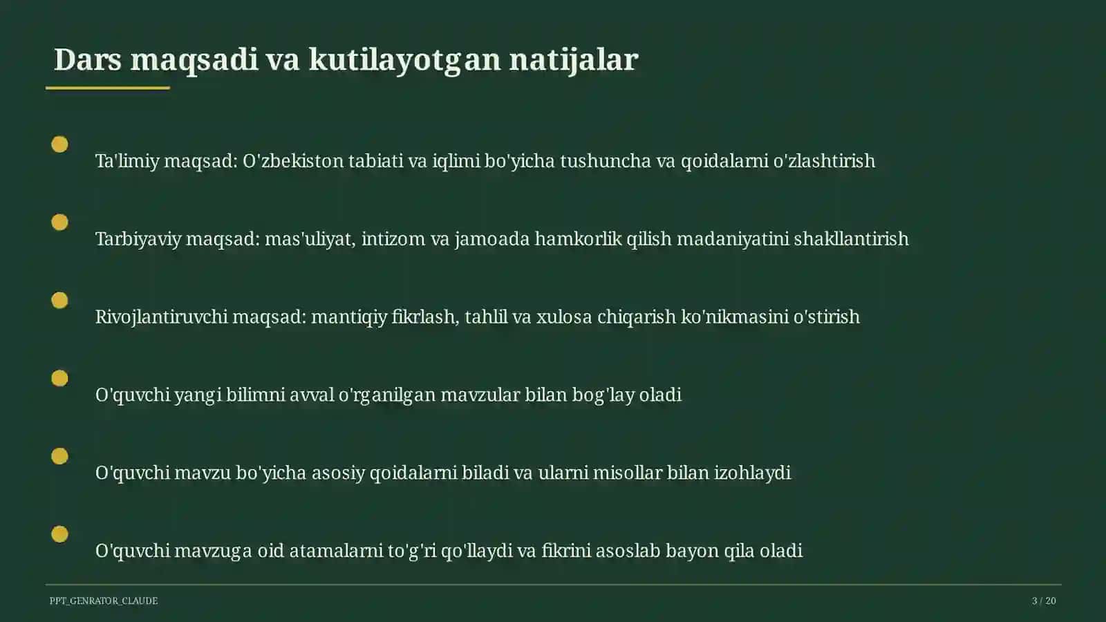 O'zbekiston tabiati va iqlimi (4-sinf) 3