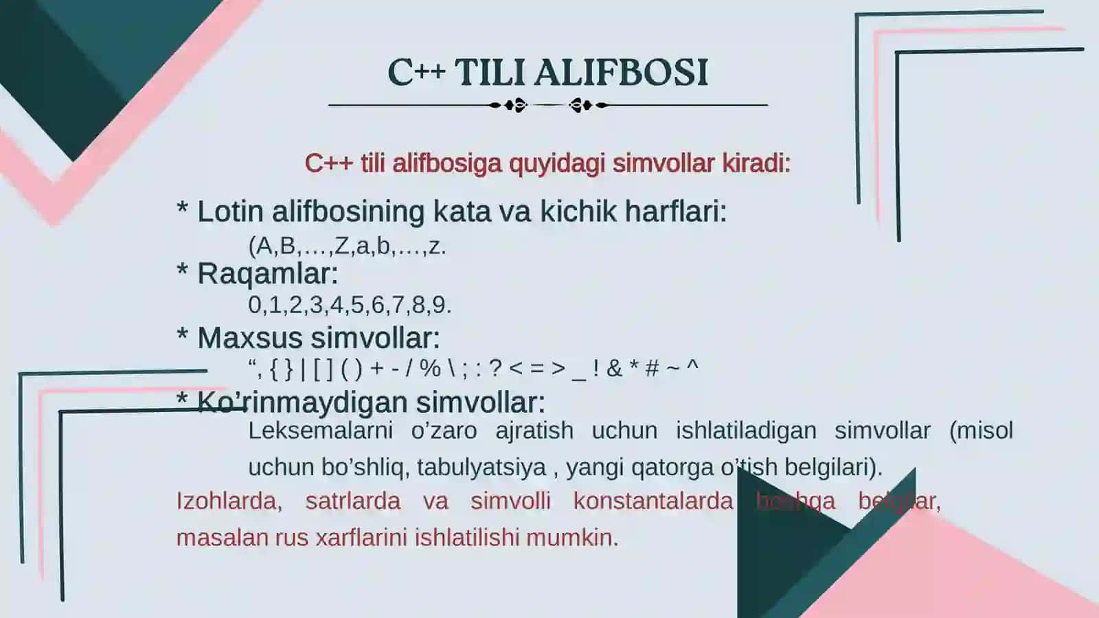 C++ Dasturlashtilining Elementlari 3