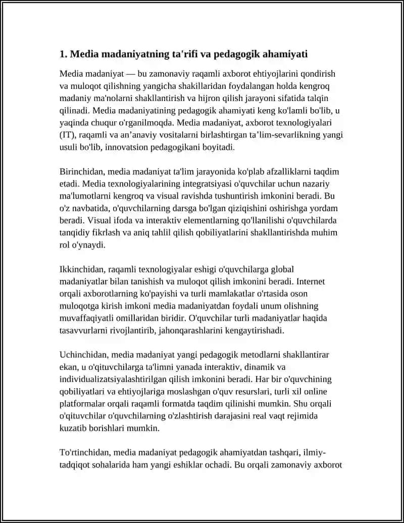 MEDIA MADANIYAT VA INNOVATSION PEDAGOGIKA MAVZUSIDA 5 TA RASMLI SLAYDDAN IBORAT TAQDIMOT 3