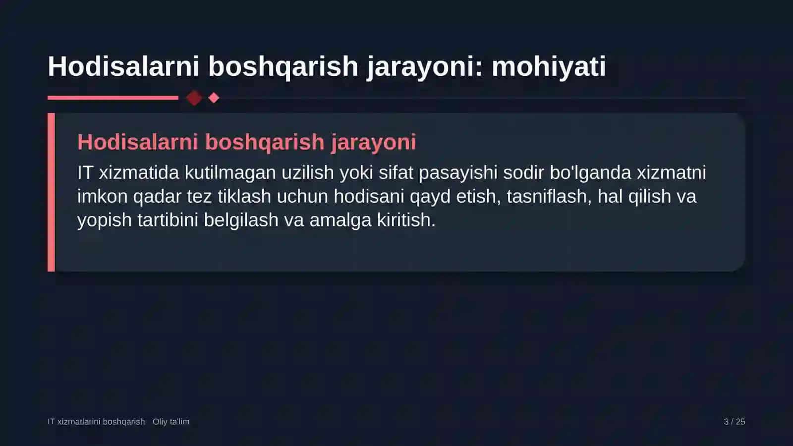 taksi xizmatida hodisalarni boshqarish jarayonini joriy etish 2173 3
