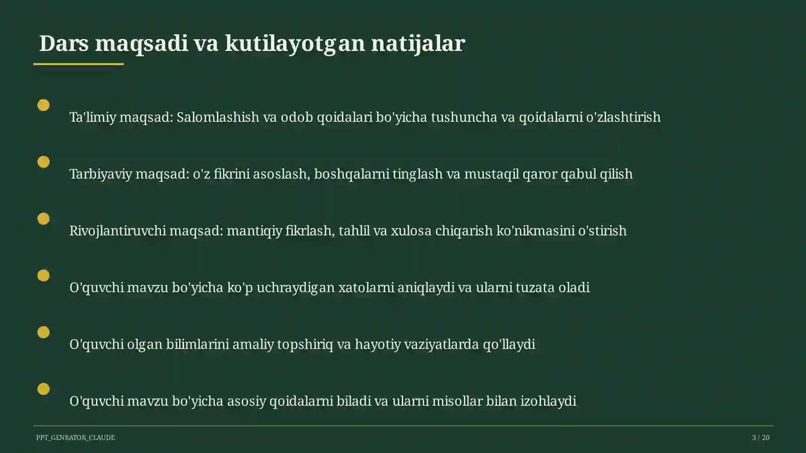 Salomlashish va odob qoidalari (1-sinf) 3