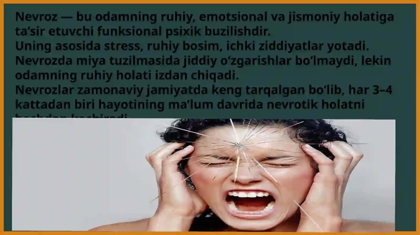 Nevroz qanday kasallik. Bemorlardagi nevrotik holatlarni halili 3