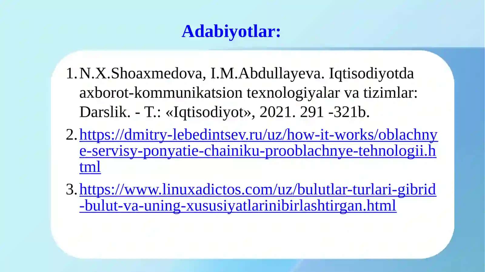 Iqtisodiyotda axborot-kommunikatsion texnologiyalar va tizimlar 3