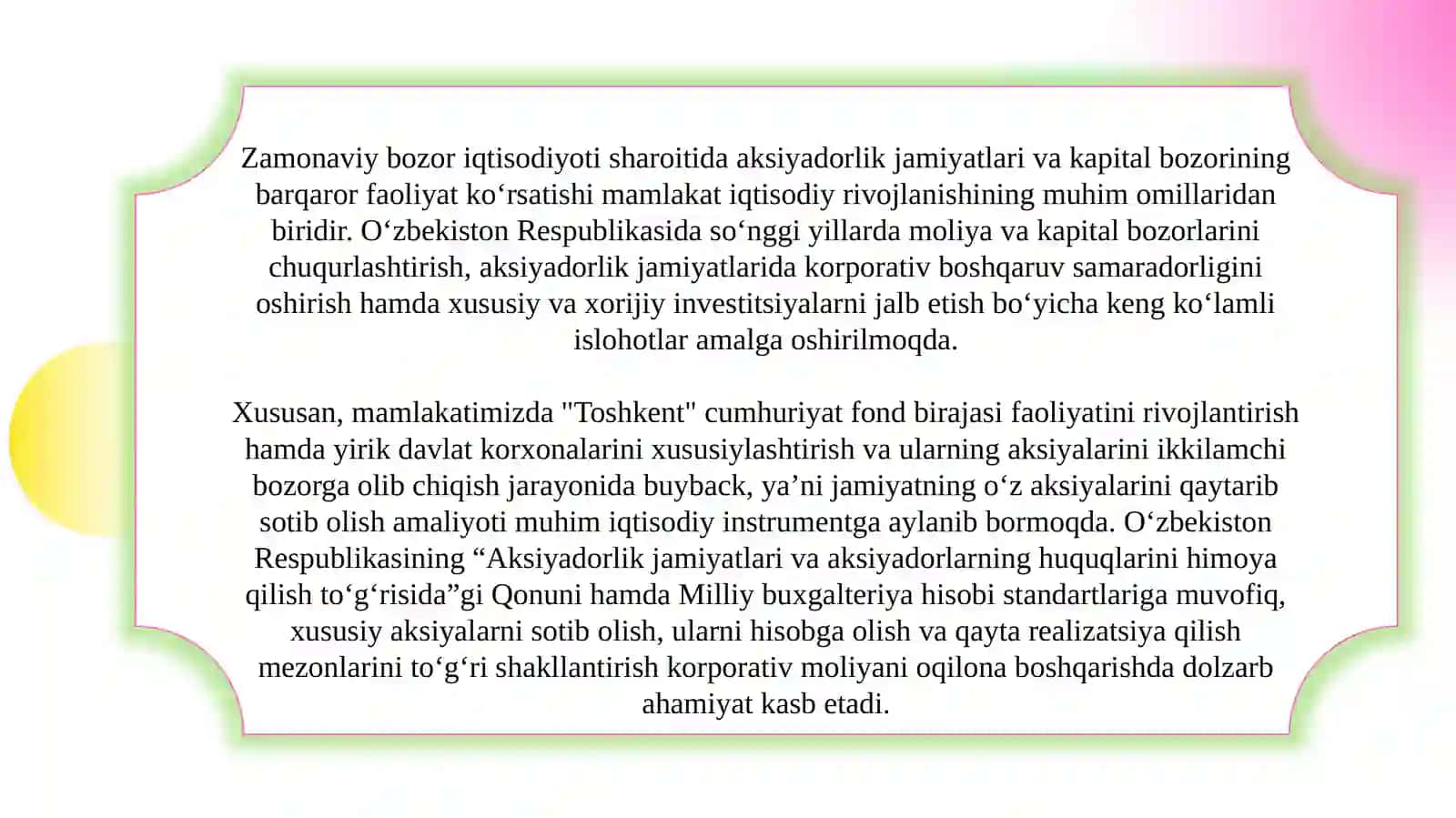 Aksiyadorlik jamiyatining xususiy aksiyalarini sotib olishi va ularni realizatsiya qilish hisobi 3