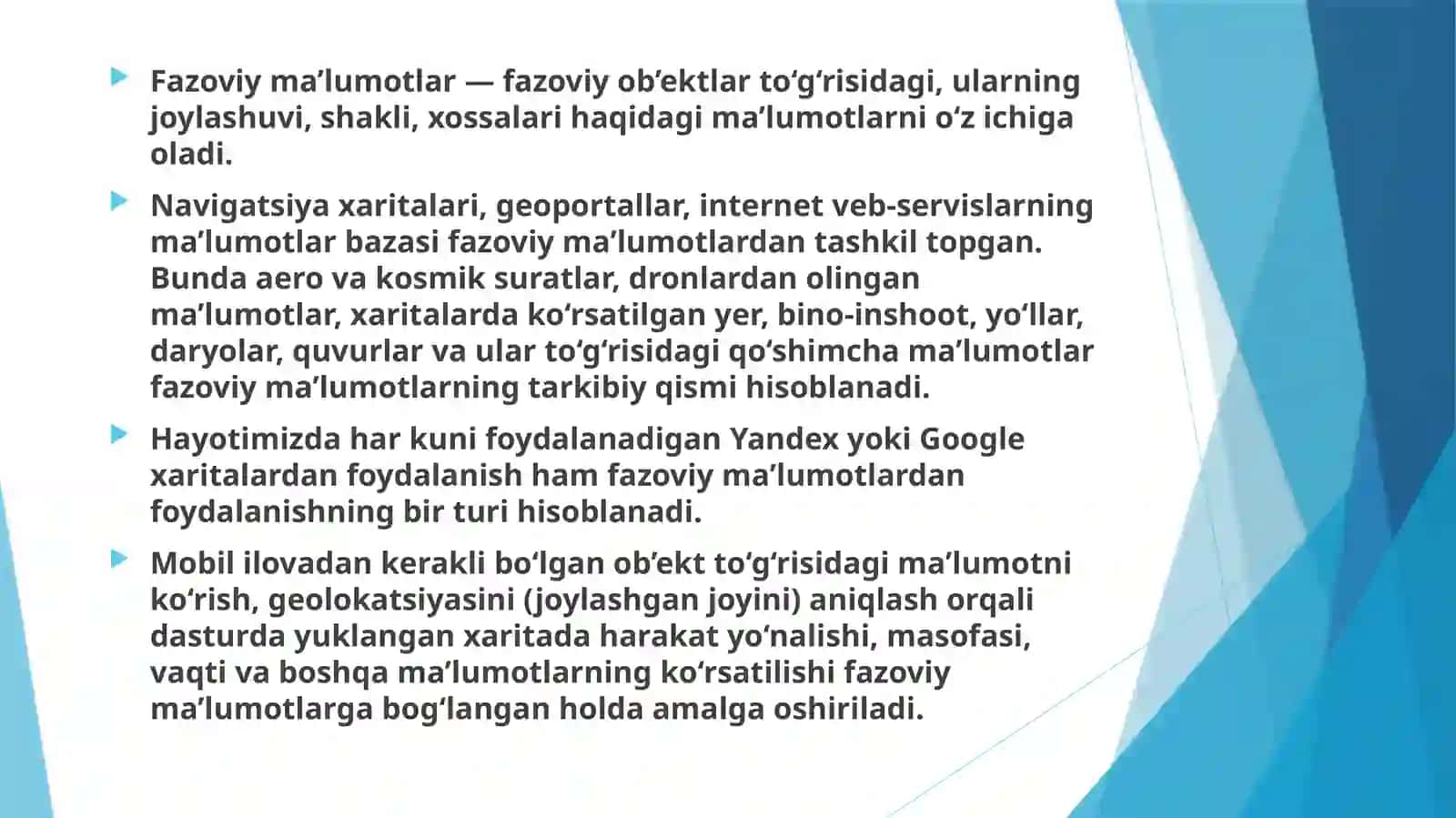 Fazoviyma’lumotlarning modellari 3