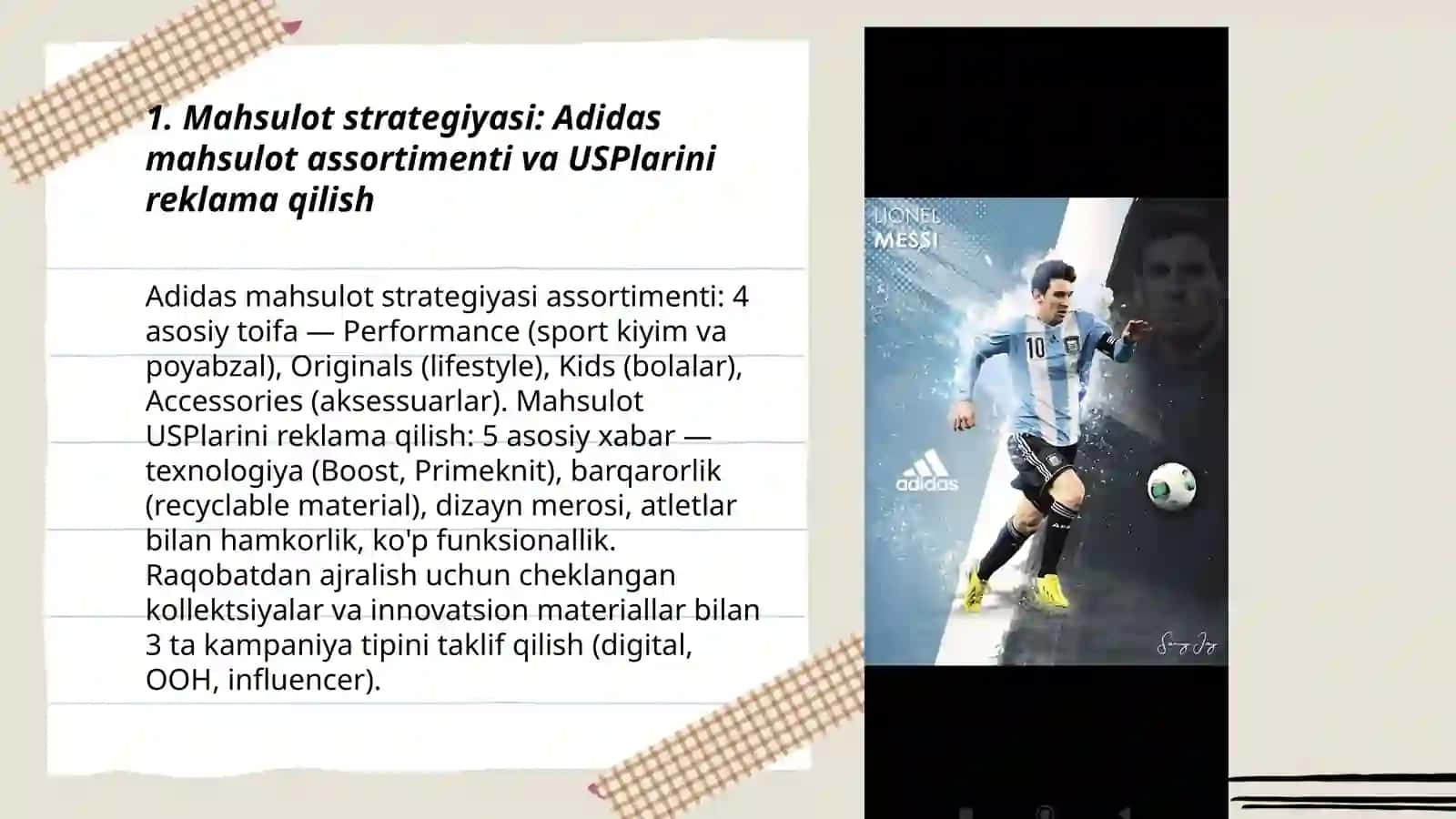 Adidas brendi 4p reklama tayyorlash 3