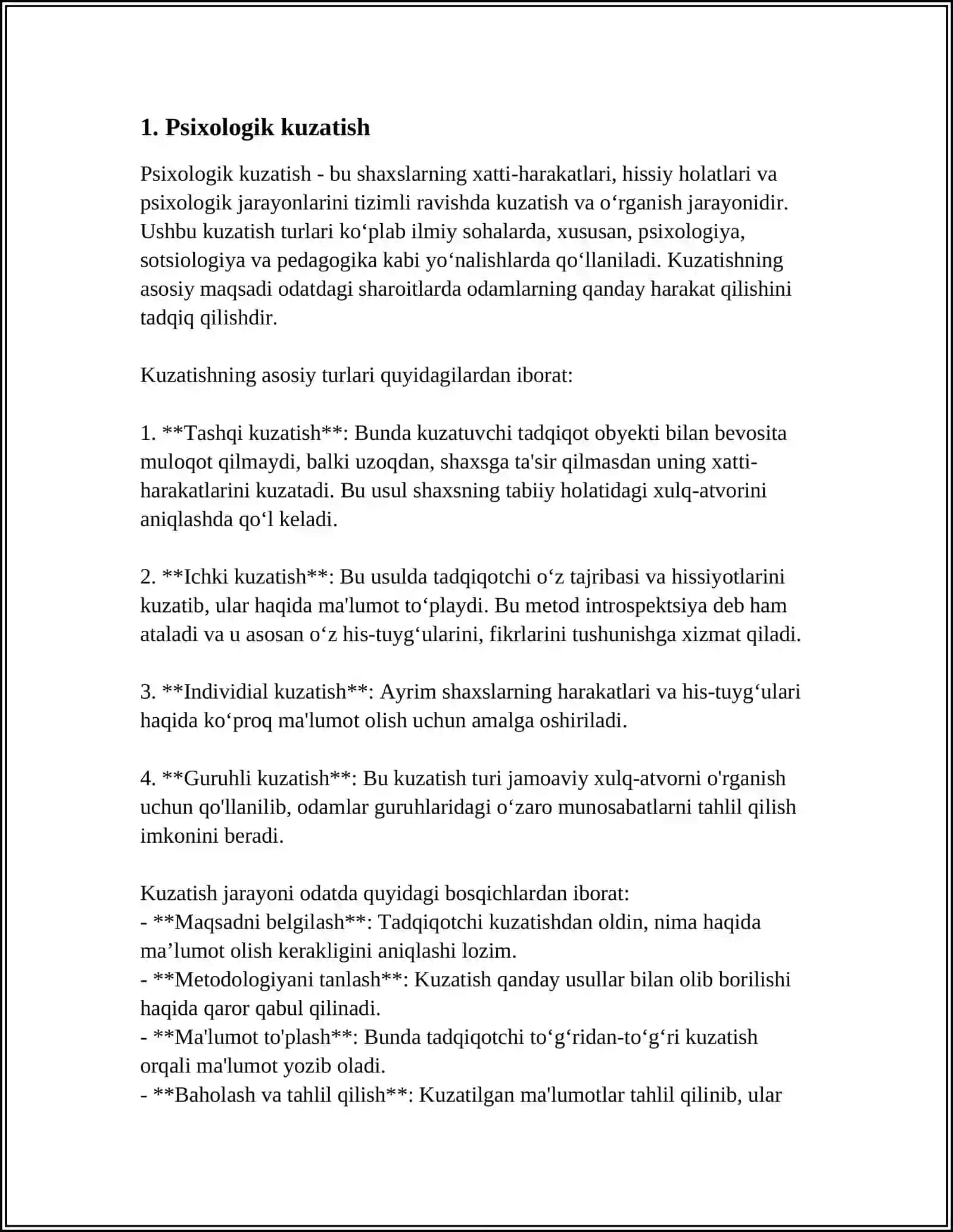 PSIXOGIYA MAKTABLARI. PSIXOLOGIYANING TADQIQOT METODLARI 3