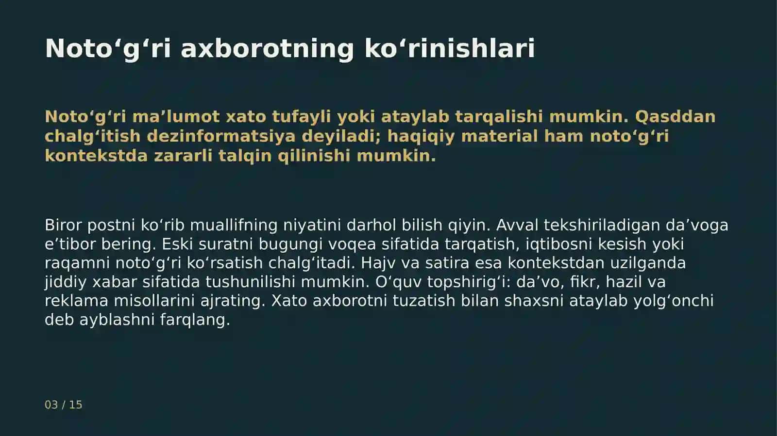 Media savodxonlik: yolg‘on axborotni aniqlash 3