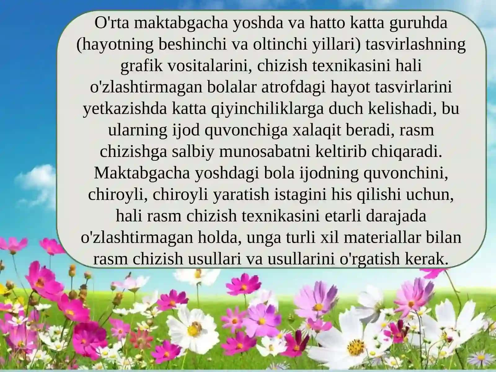 Maktabgacha yoshdagi bolalarni har tomonlama rivojlantirishda tasviriy faoliyatning turlari va uning ahamiyati 3