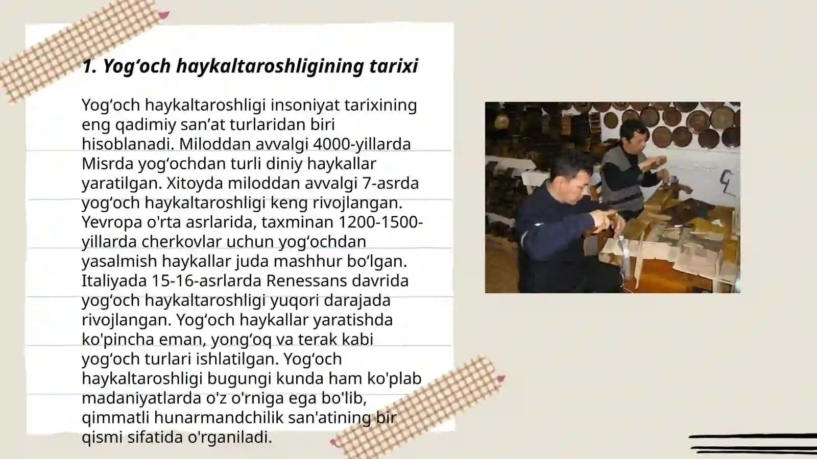 Yogʻoch haykaltaroshligi 3