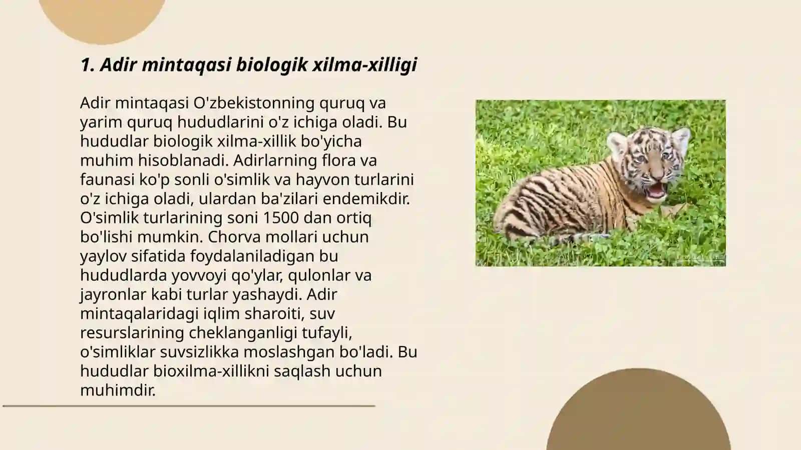 Adir mintaqasi biologik xilma-xilligi 3