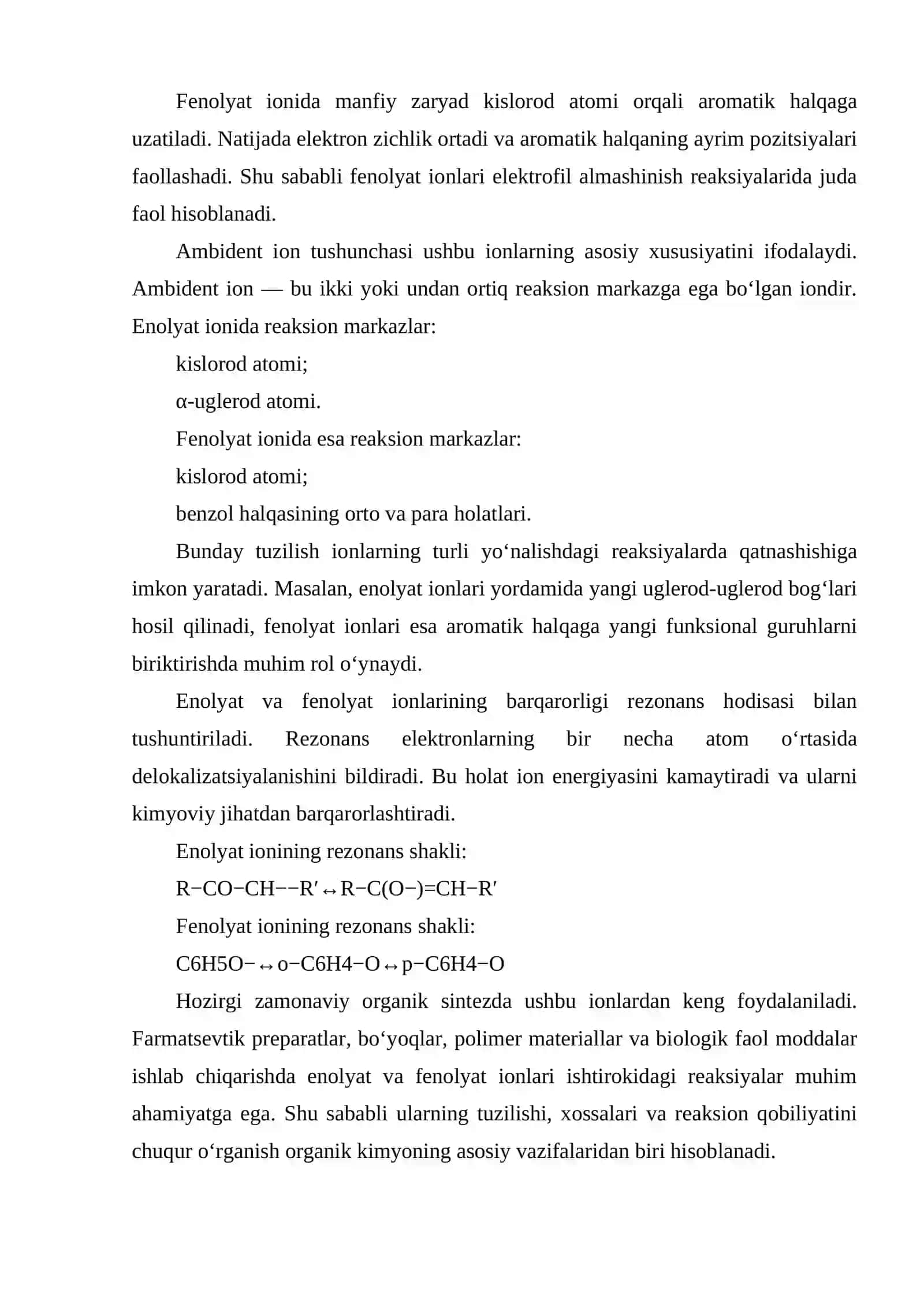 Enolyat va fenolyat ionlari haqida umumiy tushuncha 3