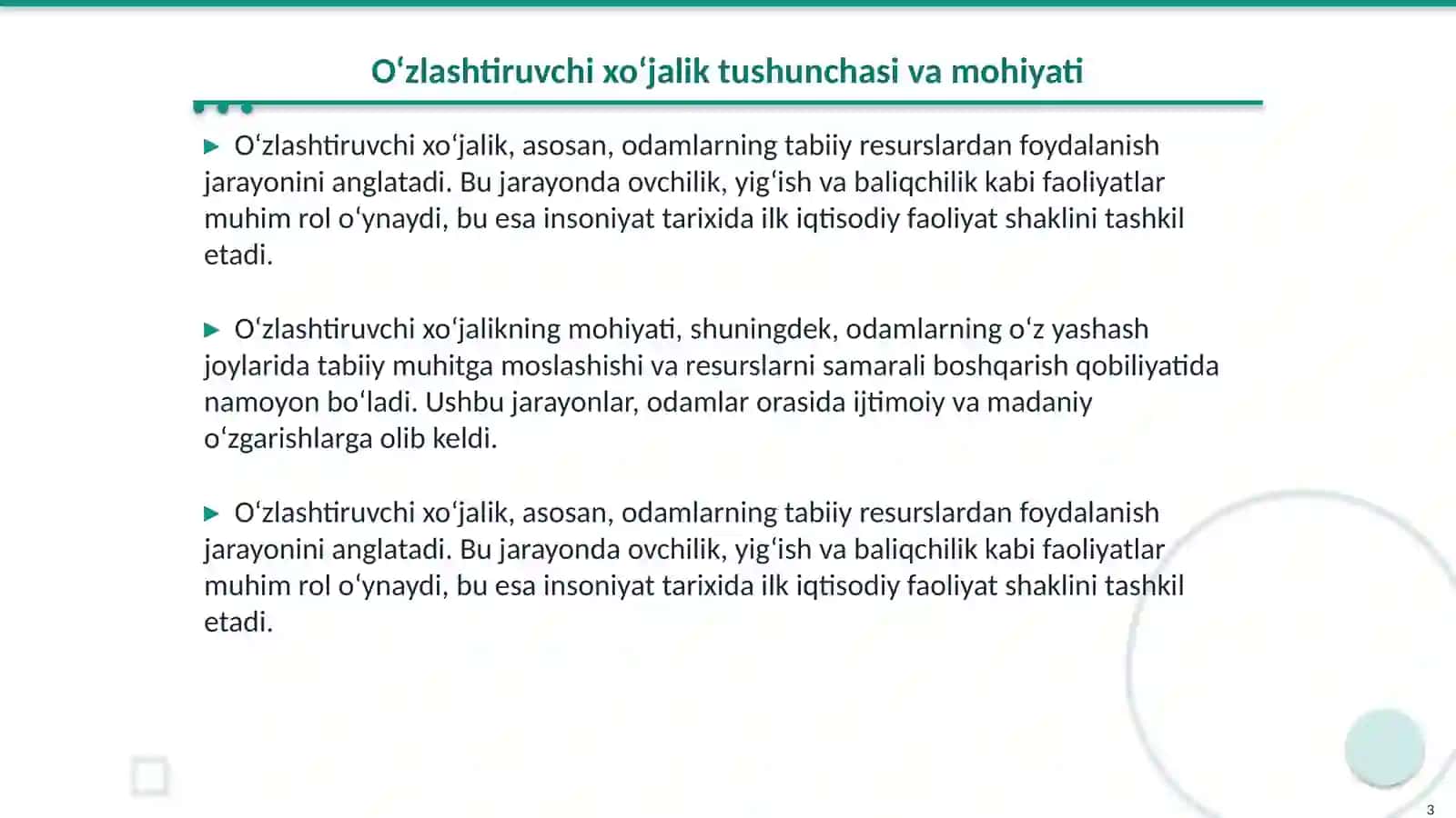 Markaziy Osiyo xalqlarining o‘zlashtiruvchi xo‘jalik shaklidagi madaniyatlari 3