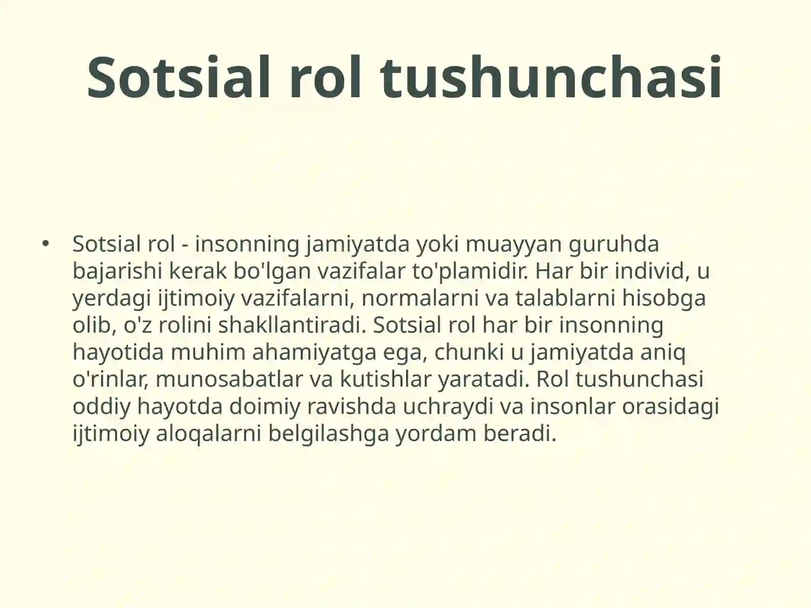 Sotsial rol tushunchasi 3