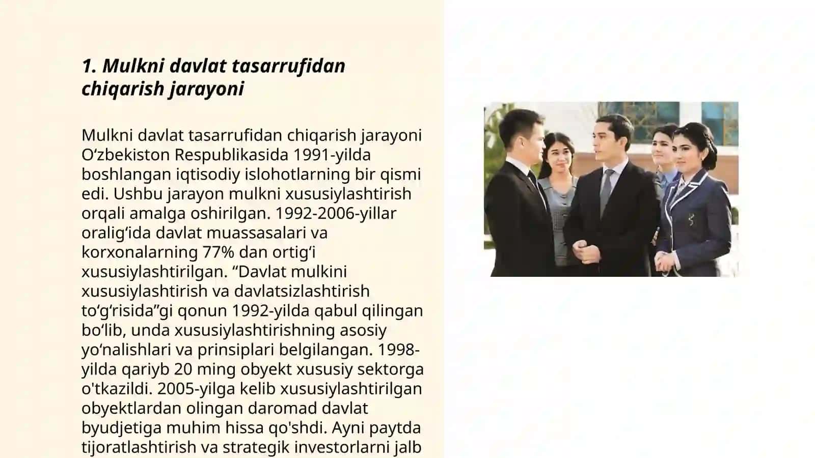 Mulkni davlat tasarrufidan chiqarish va xususiylashtirishning huquqiy asoslari 3