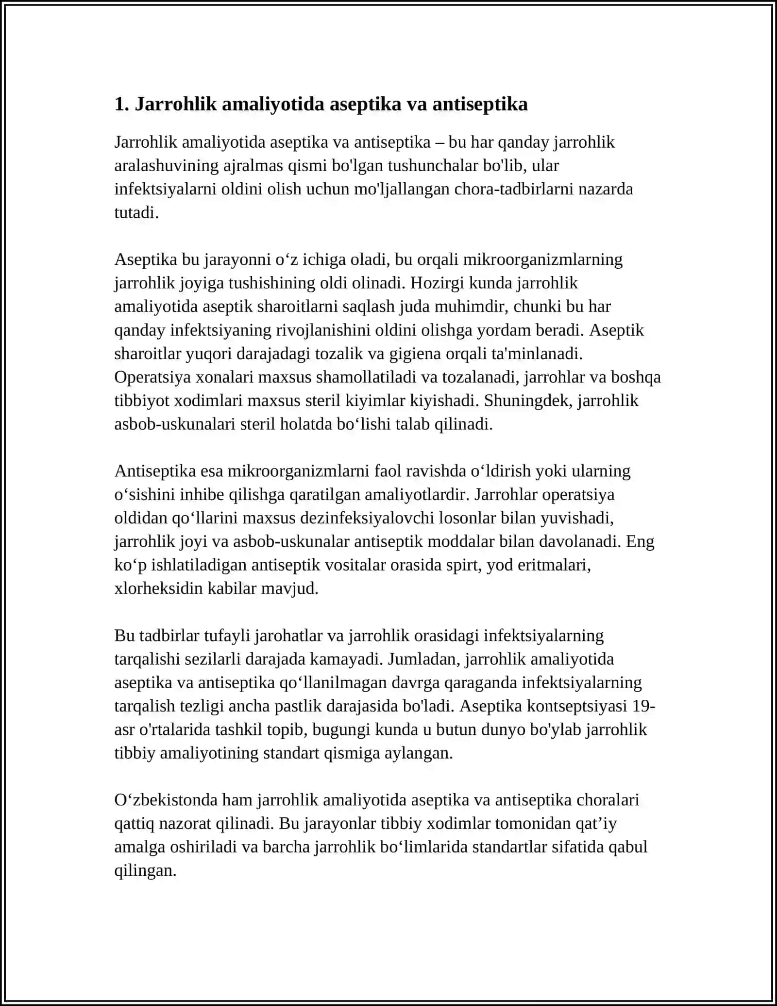 XIRURGIYA AMALYOTI UCHUN 10 VAROQLI REFERAT 3