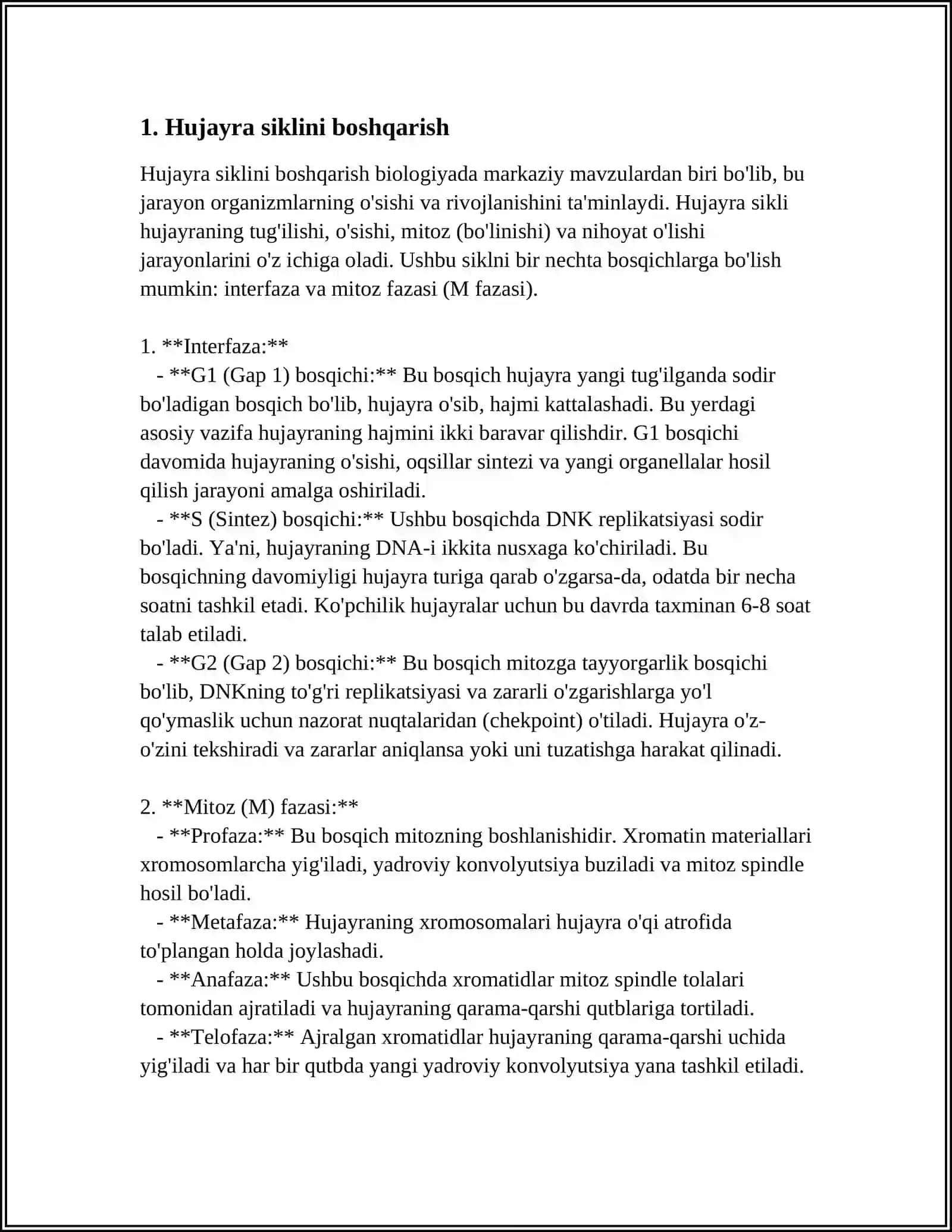 Hujayra Siklini Boshqarish Biologiyada 3