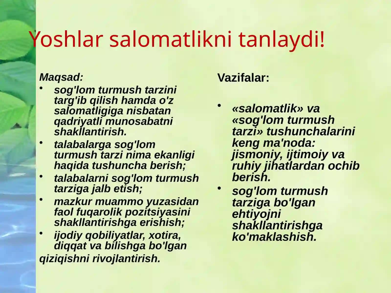 Salomatlik darslari foydali amaliyoti 3