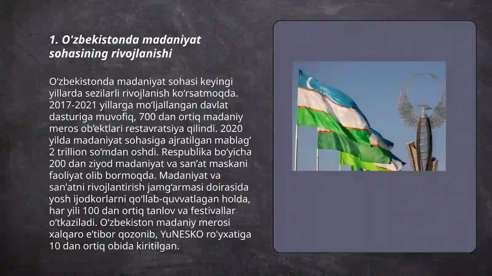 Mustaqillik yillarida Oʻzbekistonda madaniy va marifiy taraqqiyot 3
