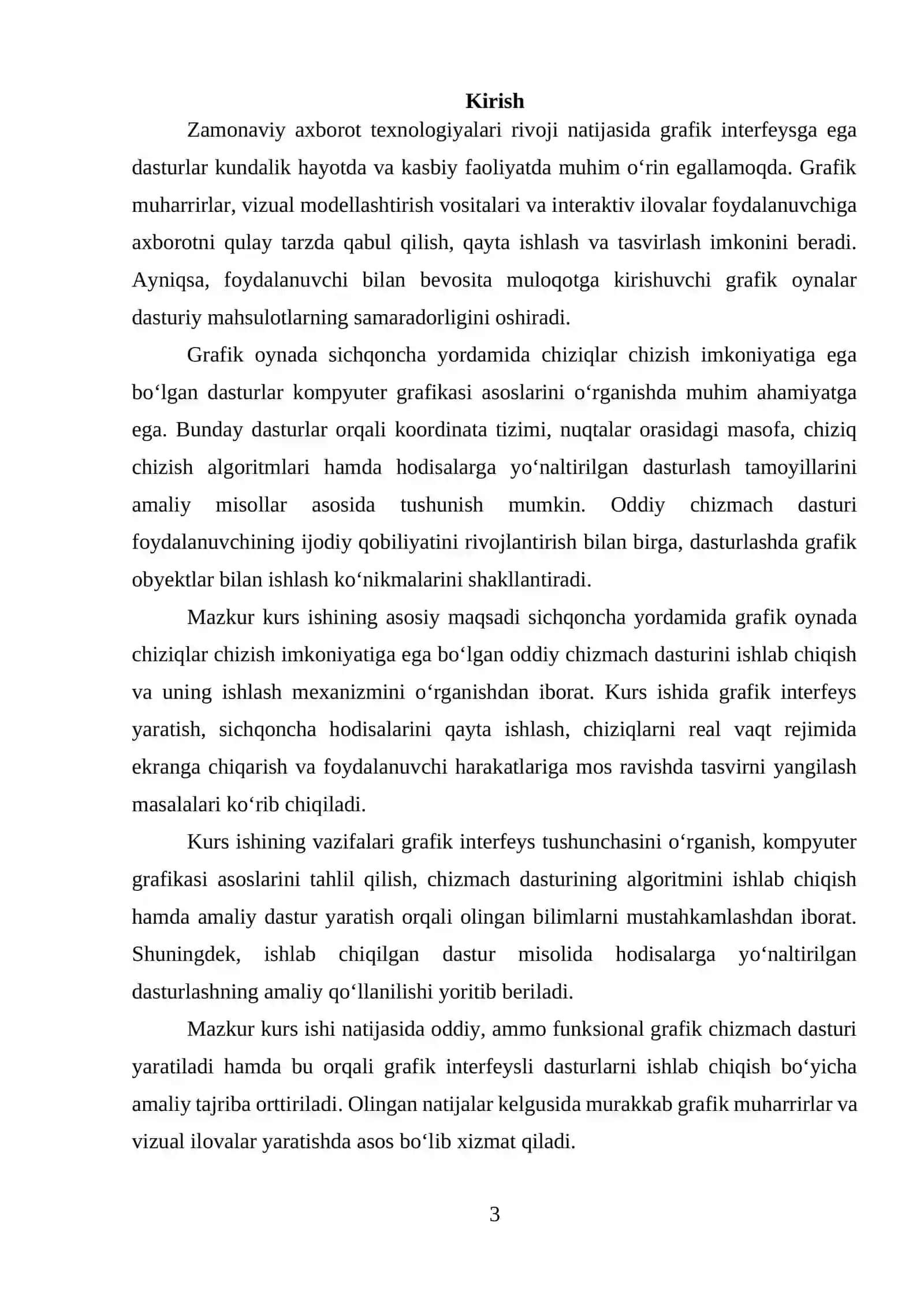 Oddiy chizmach dasturining nazariy asoslari va yaratish texnologiyasi 3