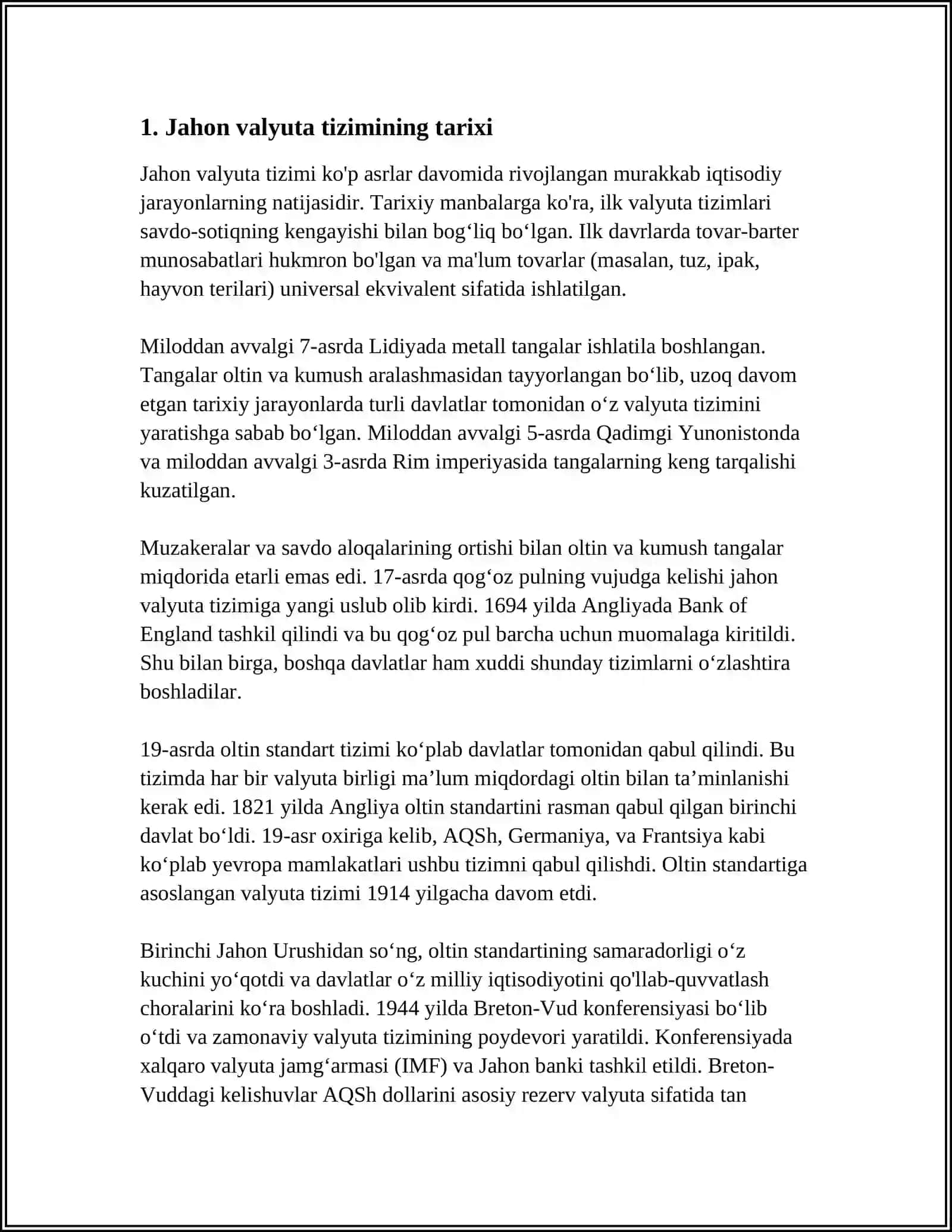 JAHON VALYUTA TIZIMI VA UNING RIVOJLANISH BOSQICHLARI 3