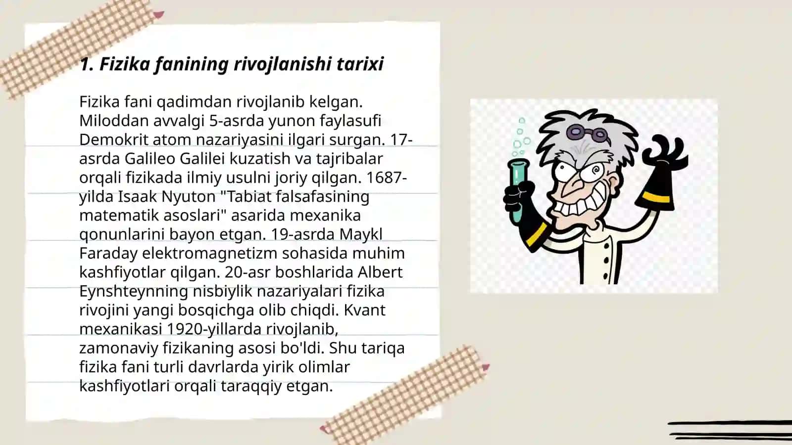 Fizik bilimlarni sistemalashtirish 3