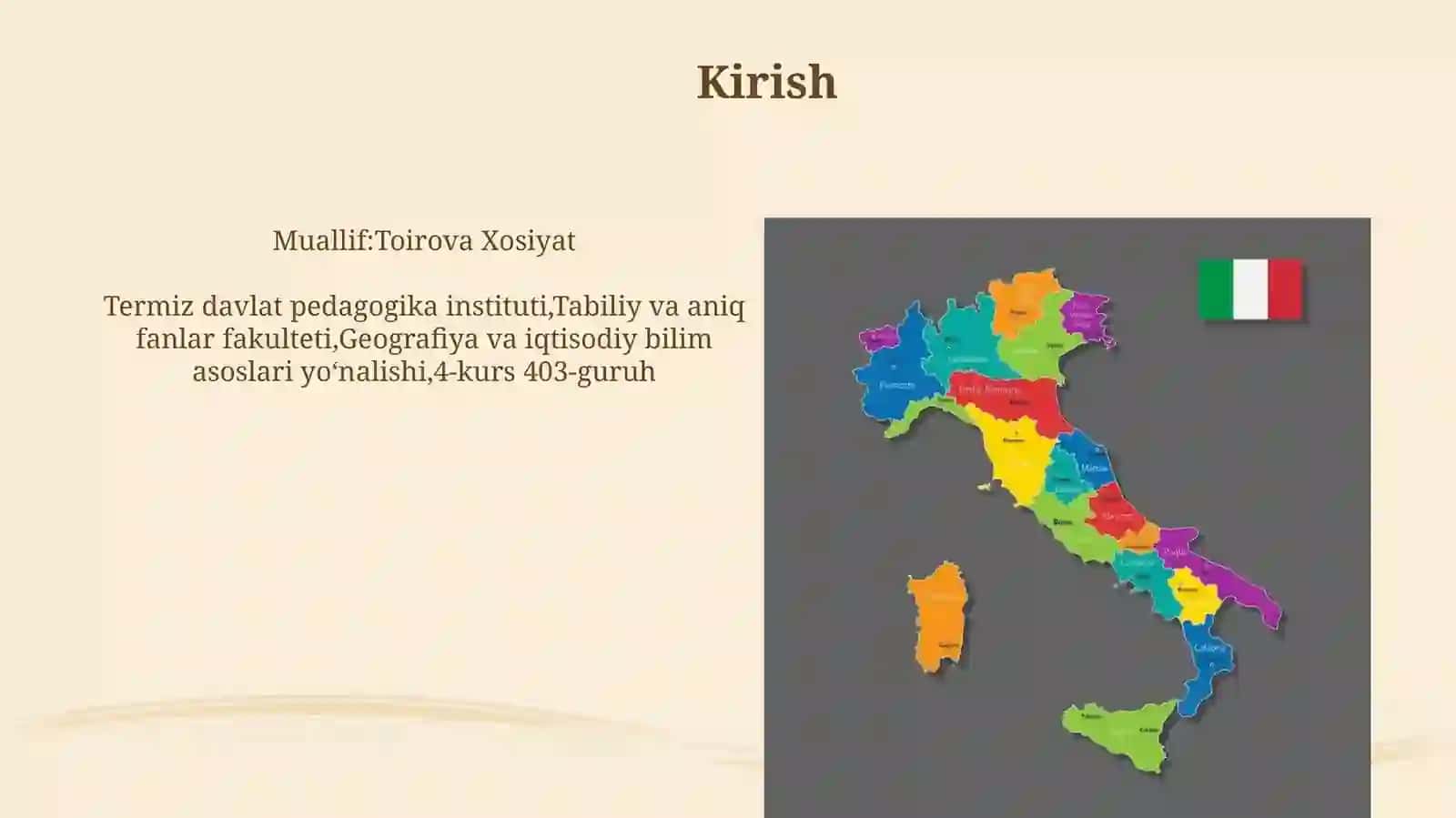 Geografiya fanining asosiy muammolarida Italiya siyosiy kartasining shakllanishi 3