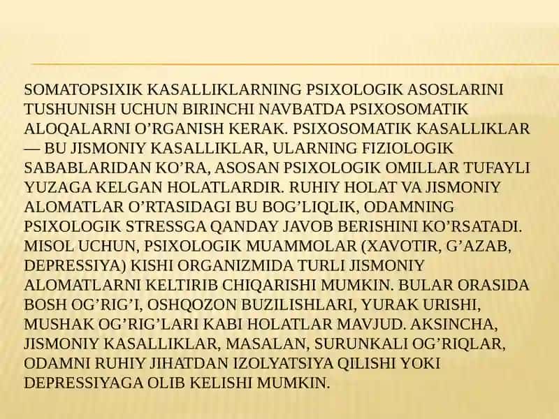 SOMATAPSIXIK KASALLIKLARDABEMOR PSIXOLOGIYASI 3