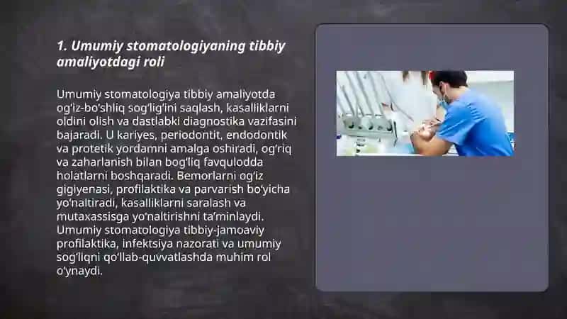 Stomotologiyaning asosiy yonalishlari va ularning tibbiy amaliyotdagi orni 3