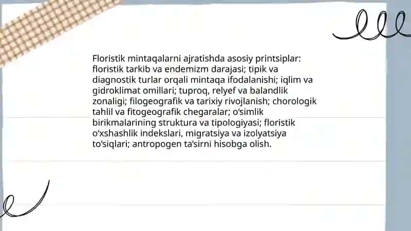 Floristik, faunistik va biotik regionlarni ajratish pirinsiblari va ularning tartibi 3