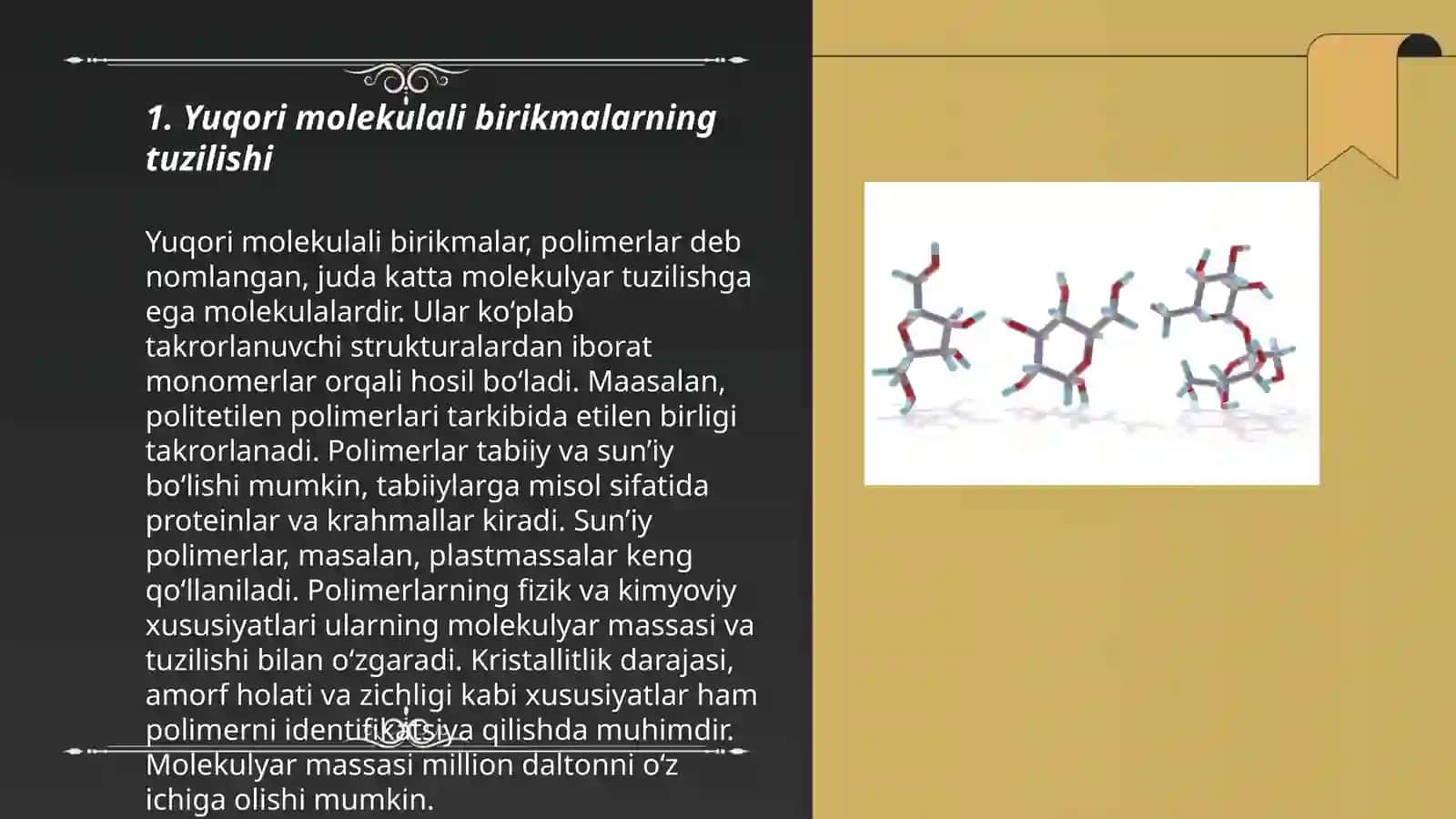 Yuqori molekulali birikmalar toʻgʻrisida umumiy malumotlar 3