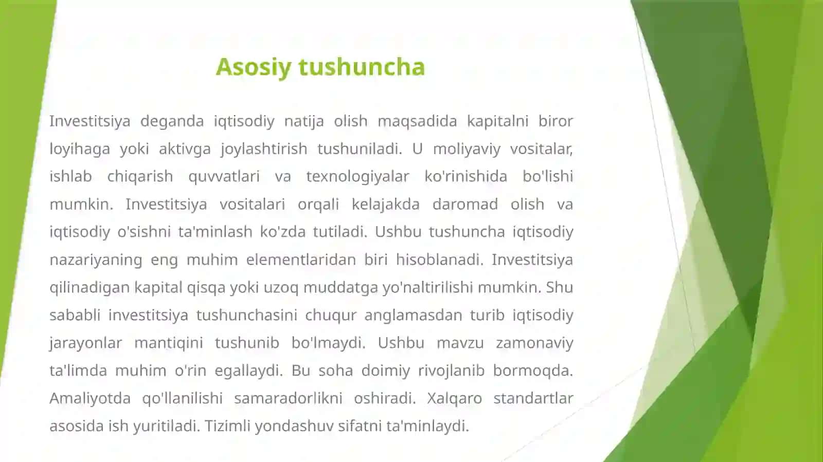 INVESTITSIYALARNING IQTISODIY RIVOJLANISHDAGI O'RNI 3