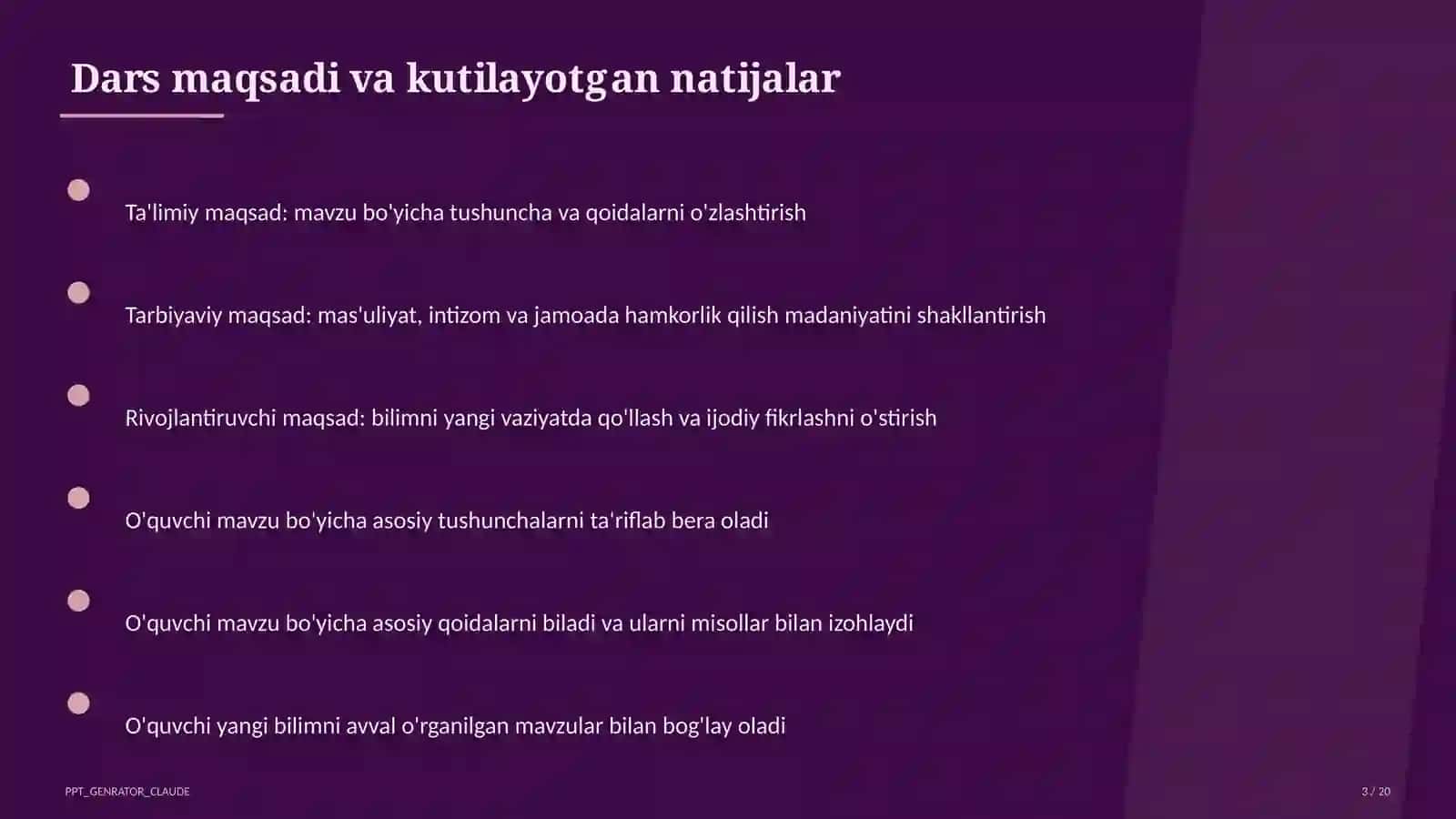 Boshlang'ich sinf: Ona tili va o'qish (1–4) — ochiq dars uchun 3