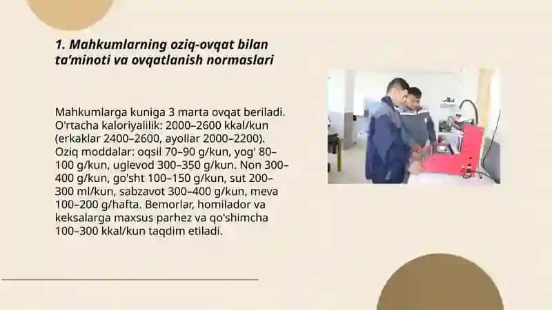 Mahkumlarning moddiy-maishiy ta’minoti 3