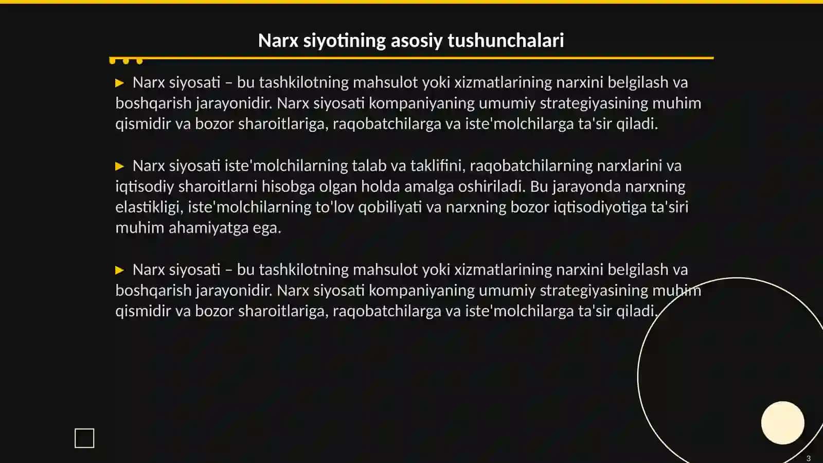 Narx siyosati 3