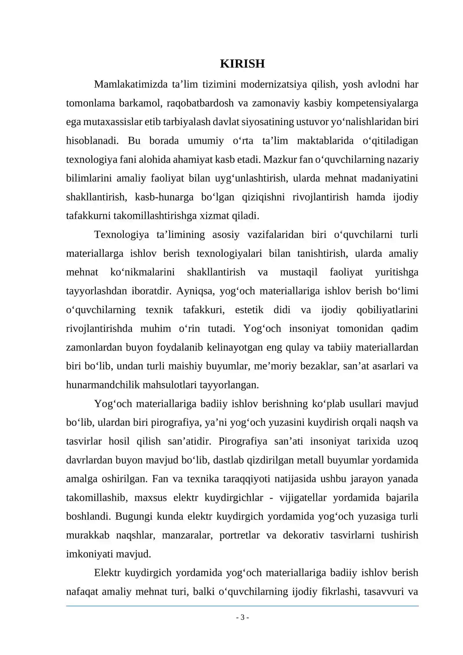6-SINF O'QUVCHILARIGA "ELEKTR KUYDIRGICH (VIJIGATEL) YORDAMIDA YOG'OCH MATERIALLARGA BADIIY ISHLOV BERISH" MAVZUSIDA MASHG'ULOTNI O'TISH USLUBI 3