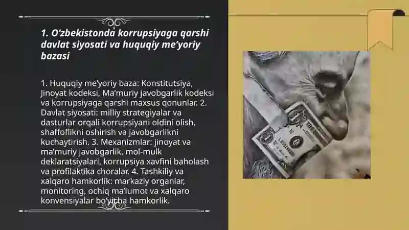 Oʻzbekistonda korrupsiyaga qarshi kurashish masalalari 3
