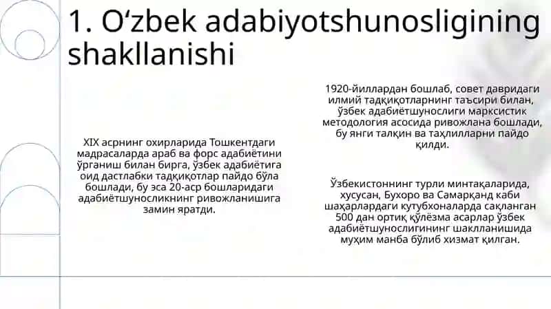 O'zbek adabiyotshunoslari va ularning adabiyotda tutgan o'rni 3
