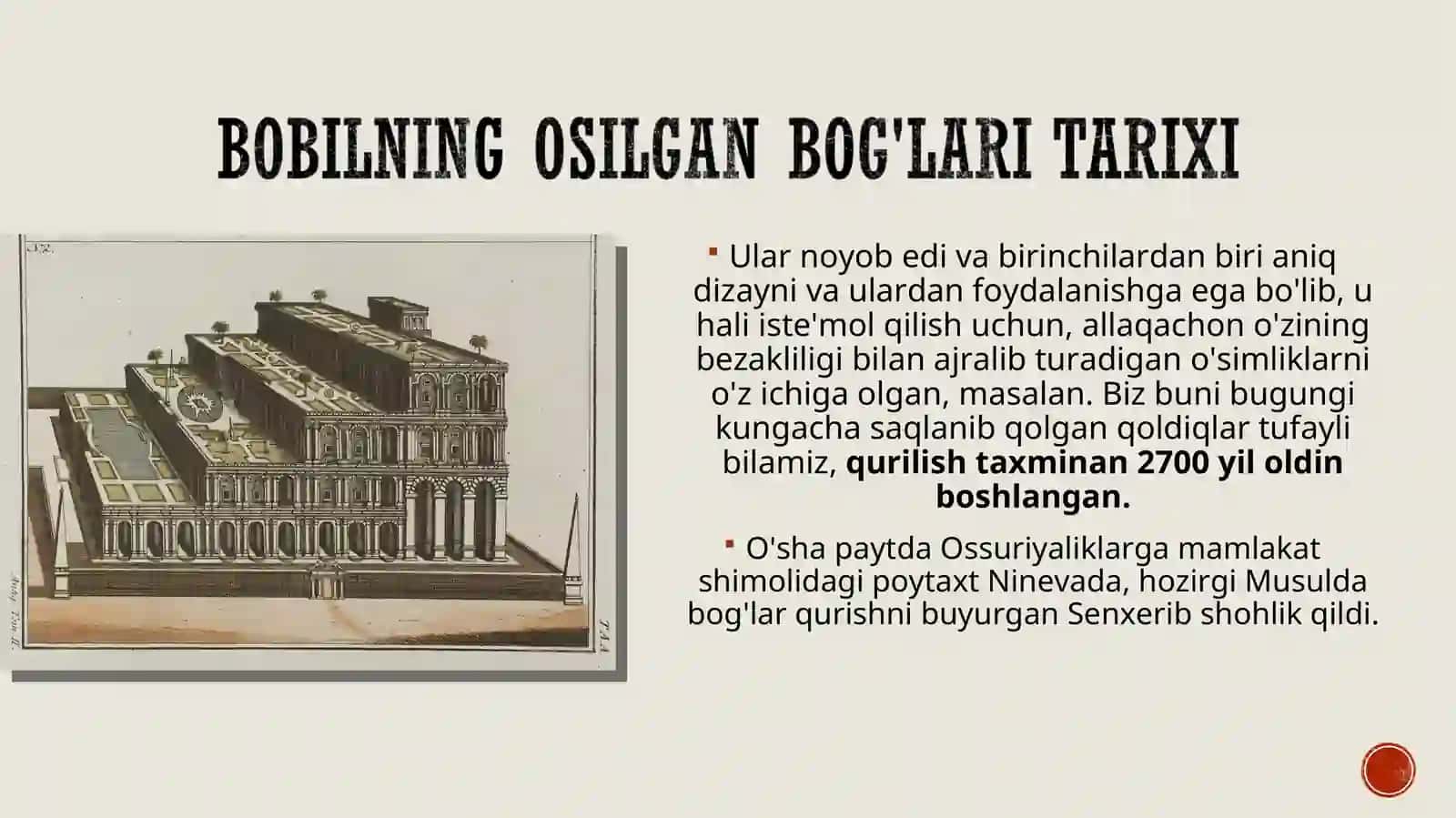 Bobilning osilgan bog'lari 3