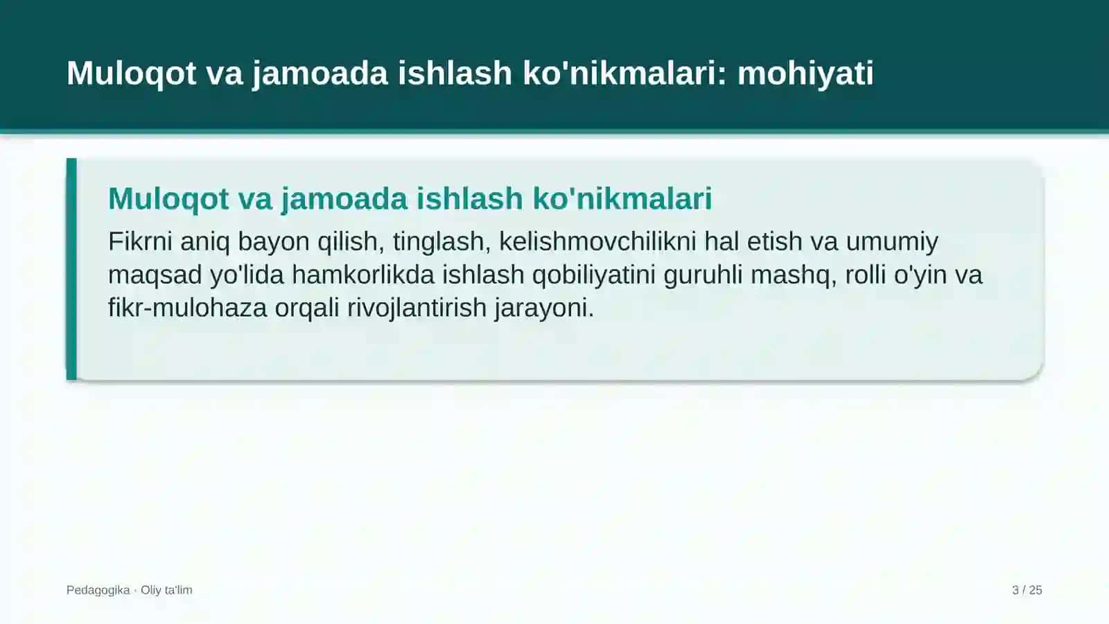 tovar xomashyo birjasida muloqot va jamoada ishlash ko'nikmalarini rivojlantirish 8143 3