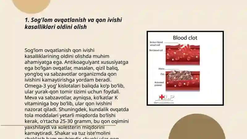 Sog'lom ovqatlanish va qon ivishi kasalliklari oldini olish 3
