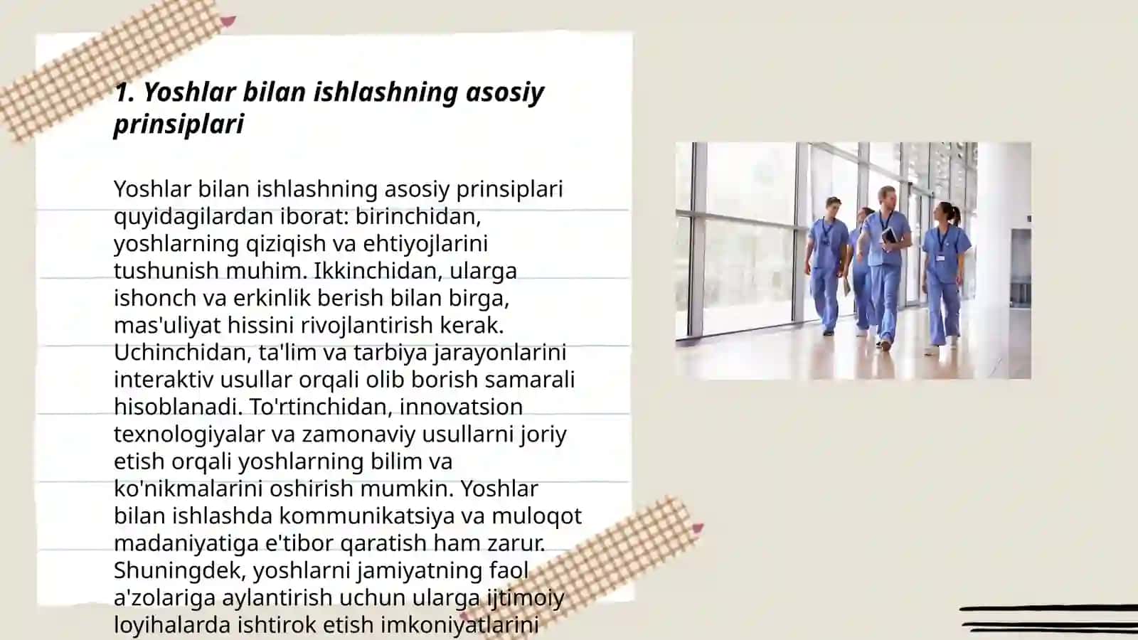 Reja: Yoshlar bilan ishlash tashlikotchisining kasb hunar ta’limi muassasalari o’quvchilari bilan ishlash hususiyatlari 3
