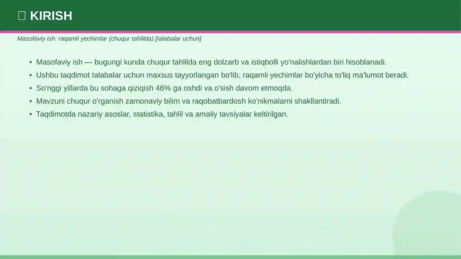 MASOFAVIY ISH: RAQAMLI YECHIMLAR 3