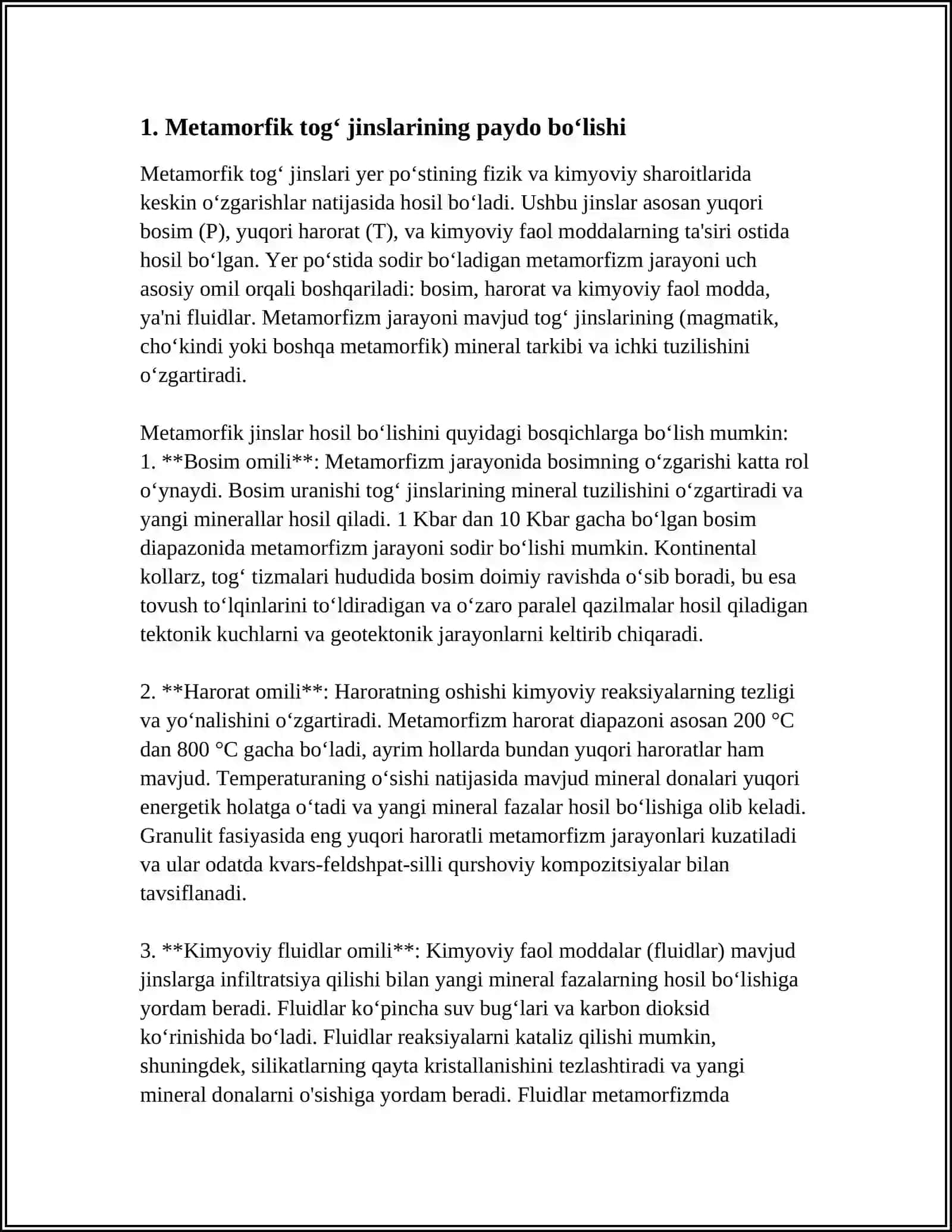 METOMORFIK TOGʻ JINSLARINING TASNIFI, METAMORFIZMNING TURLARI 3
