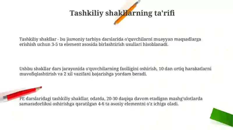Jismoniy tarbiya darslarida o'quvchilar faoliyatini tashkil etish shakllari 3
