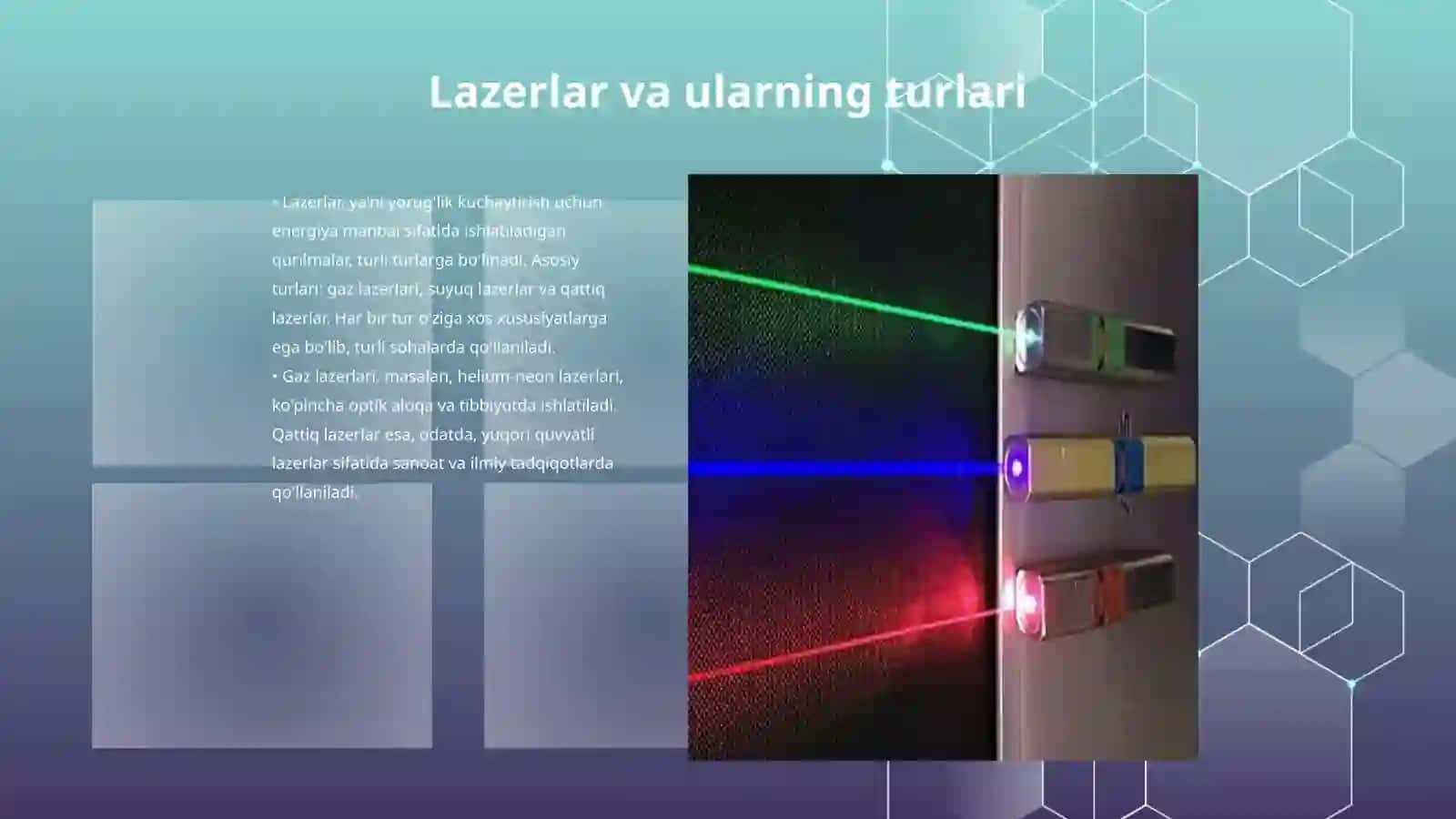 Lazerlar ishlash printsipi va axborot uzatishdagi qoʻllanilishi 3