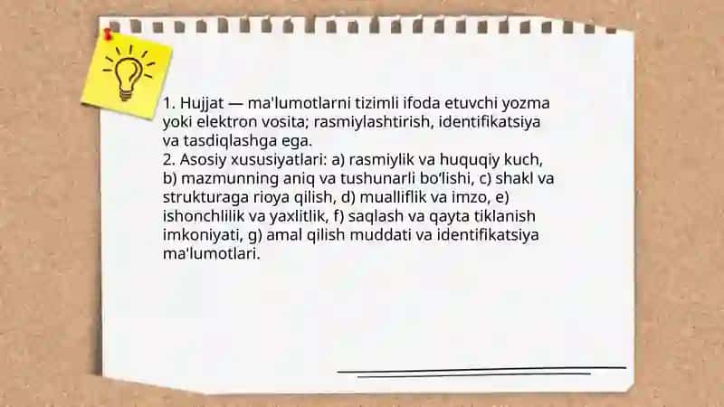 Hujjat turlari va xususiyatlari 3